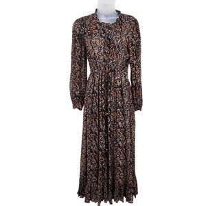 Sea New York Nicolette Floral Paisley Ruffled Long Sleeve Viscose Midi Dress 2